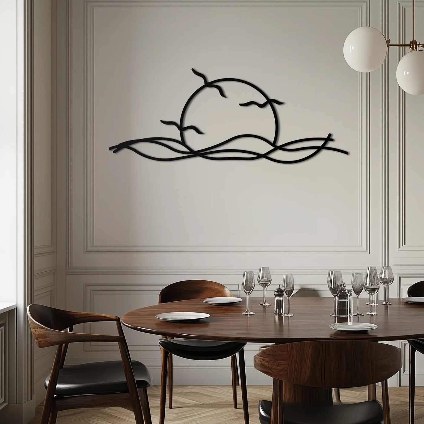 Sunset Metal Wall Art – Sunset Silhouette Steel Decor for Nature-Inspired Interiors- KAF331 by Enova Art