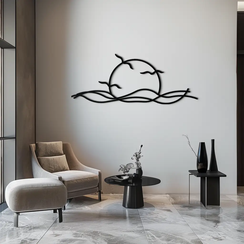 Sunset Metal Wall Art – Sunset Silhouette Steel Decor for Nature-Inspired Interiors- KAF331 by Enova Art