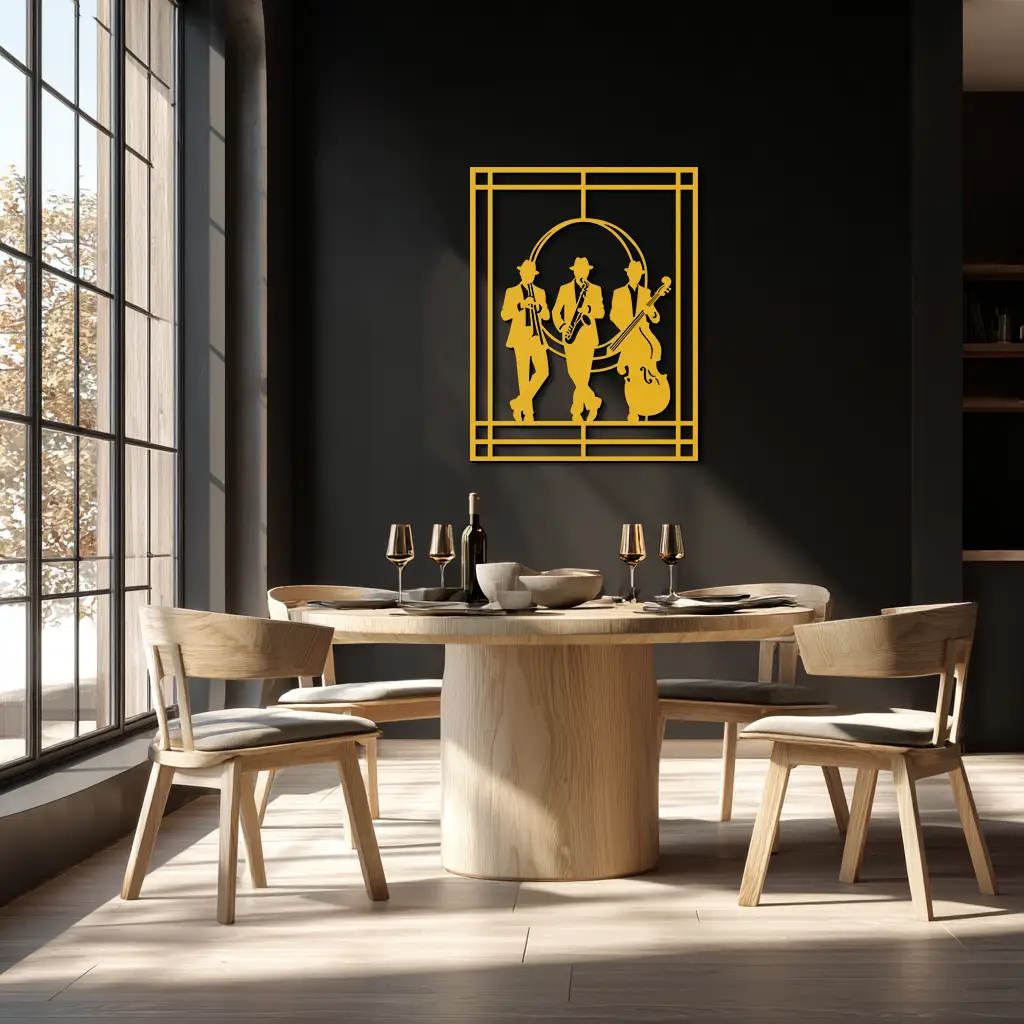 Jazz Musicians Metal Wall Art – Saxophone and Trumpet Player Silhouette Steel Decor for Music Lovers- KAF332 by Enova Art