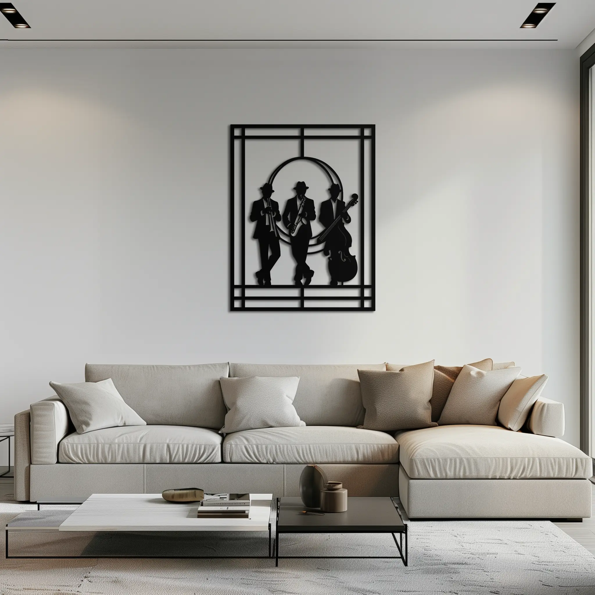 Jazz Musicians Metal Wall Art – Saxophone and Trumpet Player Silhouette Steel Decor for Music Lovers- KAF332 by Enova Art