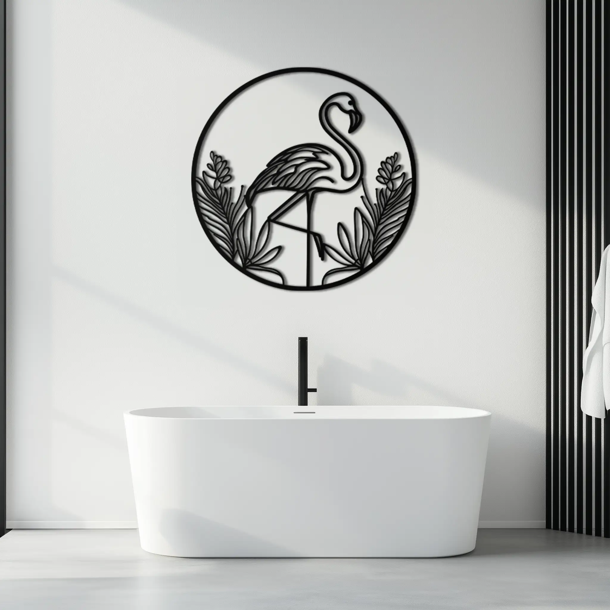 Flamingo Metal Wall Art – Elegant Flamingo Silhouette Steel Decor for Tropical and Modern Spaces- KAF333 by Enova Art