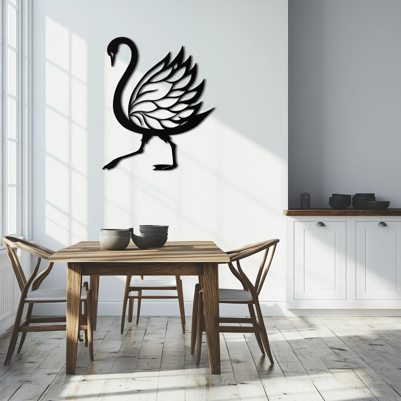 Swan Metal Wall Art – Graceful Swan Silhouette Steel Decor for Elegant and Nature-Inspired Spaces- KAF335 by Enova Art
