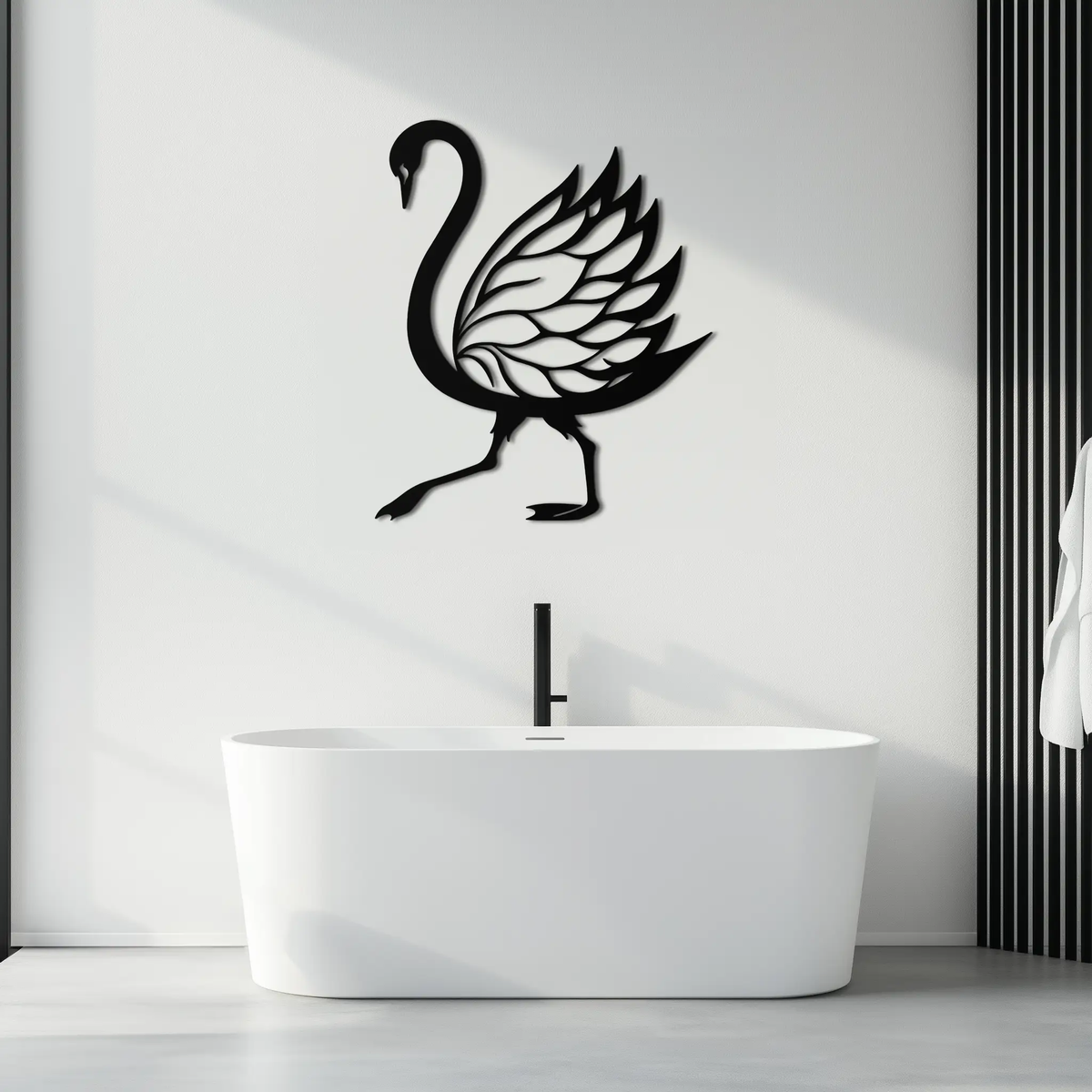 Swan Metal Wall Art – Graceful Swan Silhouette Steel Decor for Elegant and Nature-Inspired Spaces- KAF335 by Enova Art
