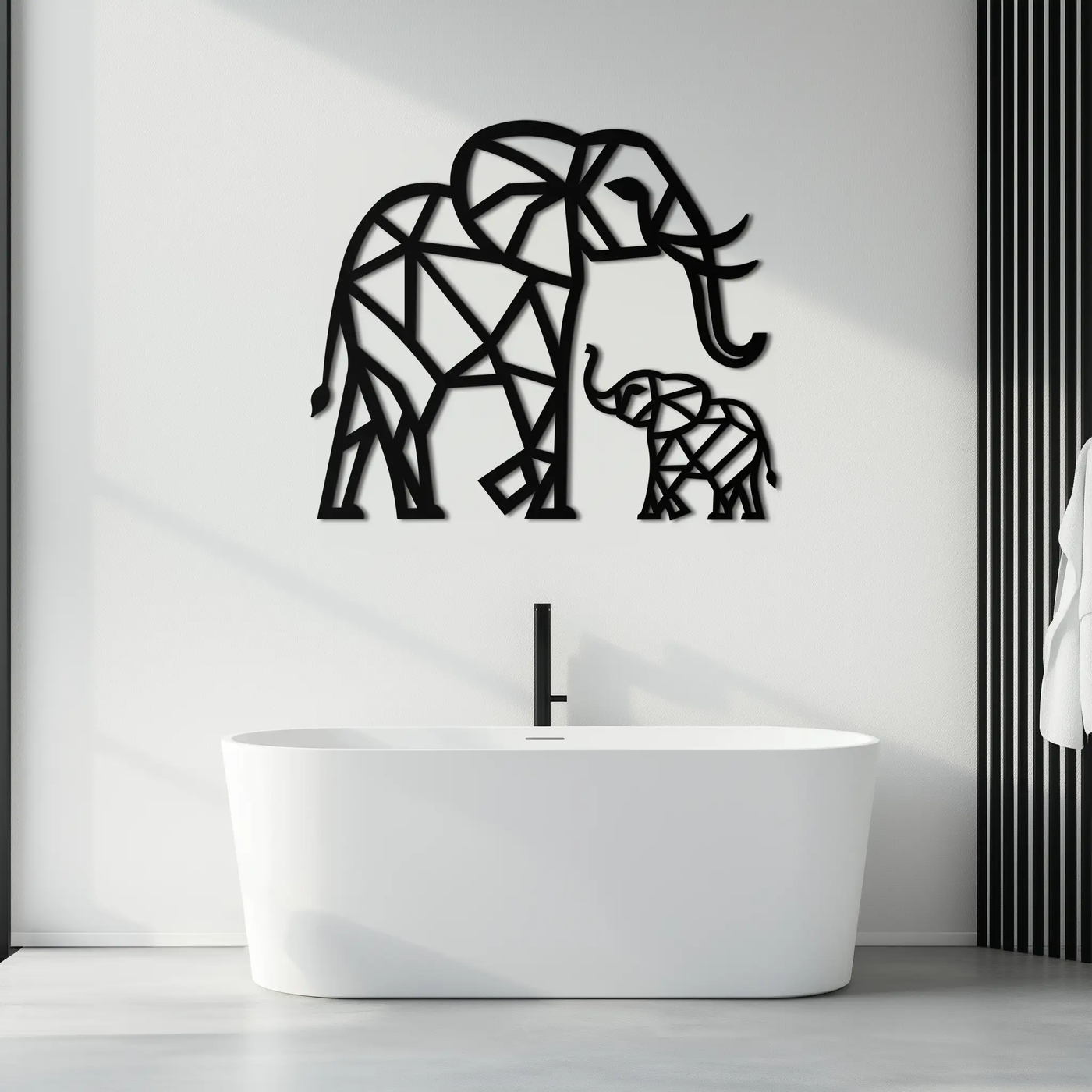 Elephant Family Metal Wall Art – Mom and Calves Silhouette Steel Decor for Nature and Animal Lovers- KAF337 by Enova Art