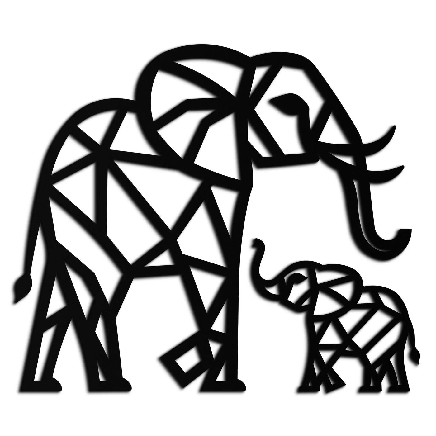 Elephant Family Metal Wall Art – Mom and Calves Silhouette Steel Decor for Nature and Animal Lovers- KAF337 by Enova Art