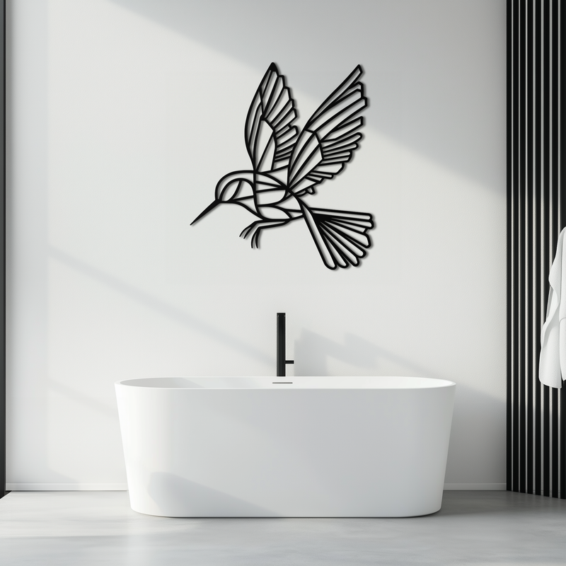 Hummingbird Metal Wall Art – Delicate Bird Silhouette Steel Decor for Nature-Inspired Interiors- KAF339 by Enova Art