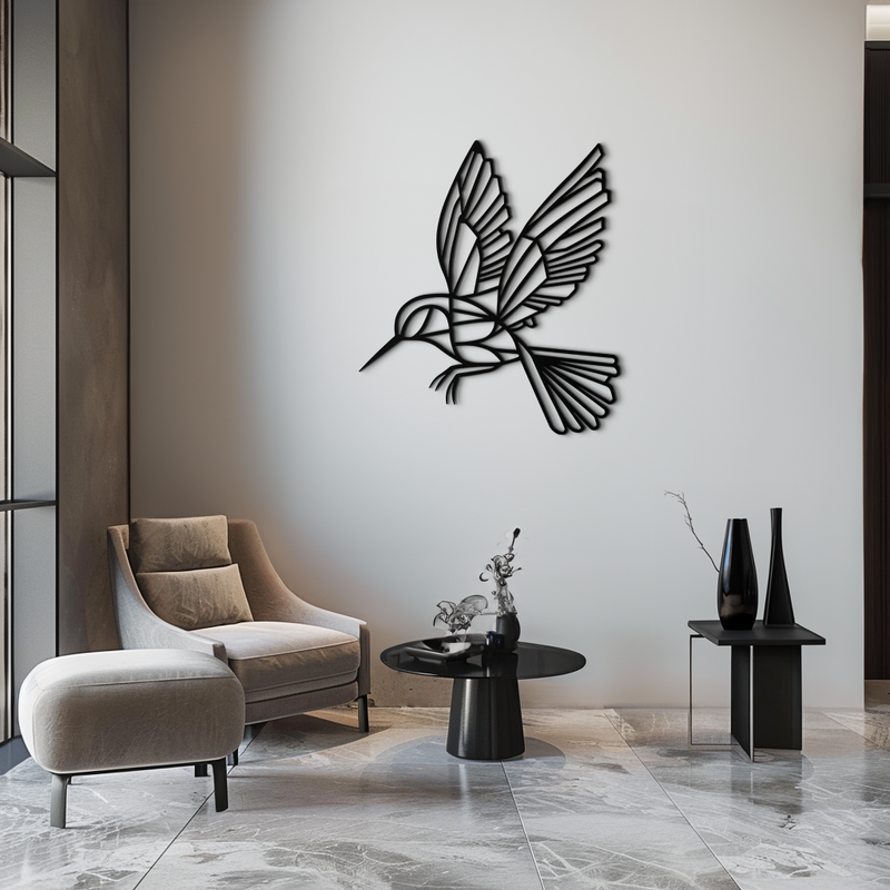 Hummingbird Metal Wall Art – Delicate Bird Silhouette Steel Decor for Nature-Inspired Interiors- KAF339 by Enova Art