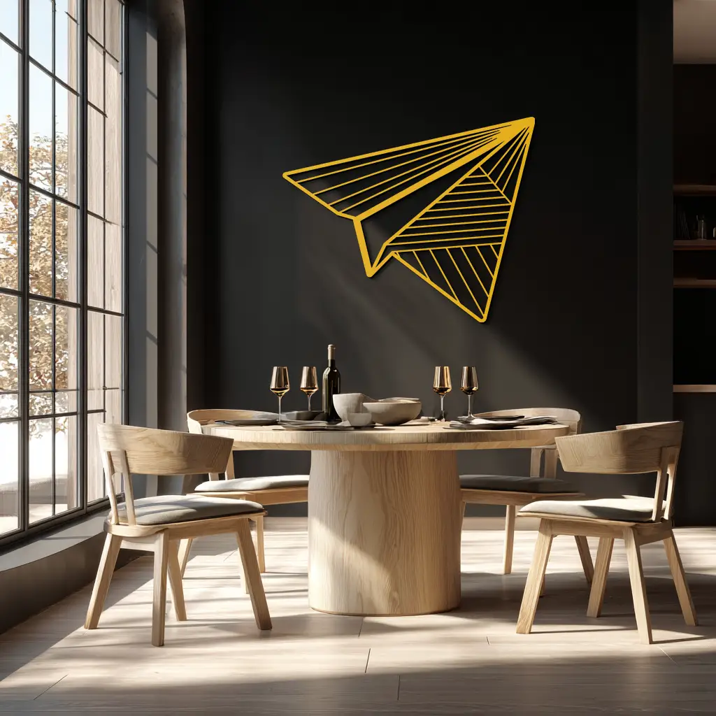 Paper Airplane Metal Wall Art – Minimalist Flight Silhouette Steel Decor for Modern and Whimsical Spaces- KAF340 by Enova Art