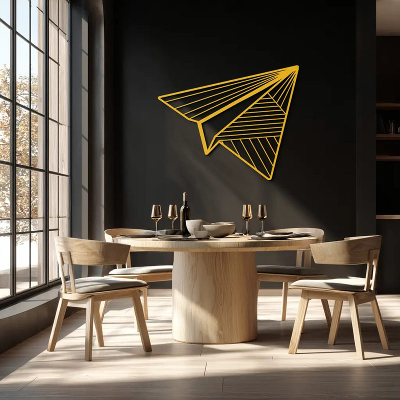 Paper Airplane Metal Wall Art – Minimalist Flight Silhouette Steel Decor for Modern and Whimsical Spaces- KAF340 by Enova Art