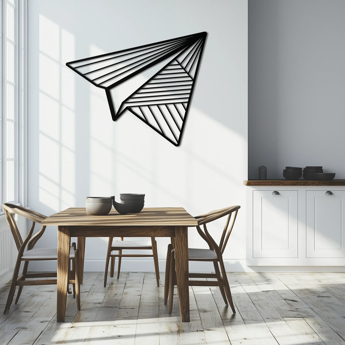 Paper Airplane Metal Wall Art – Minimalist Flight Silhouette Steel Decor for Modern and Whimsical Spaces- KAF340 by Enova Art