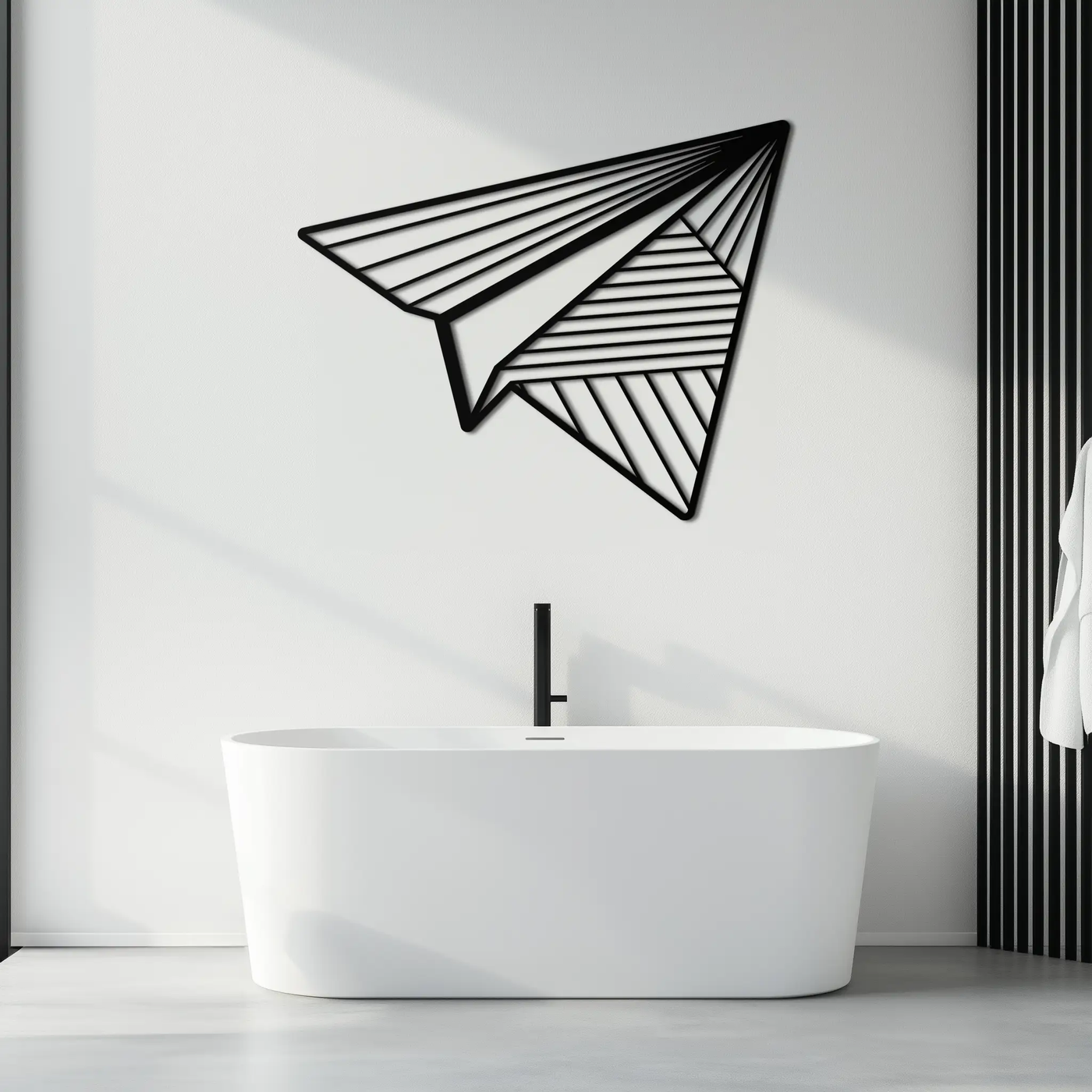 Paper Airplane Metal Wall Art – Minimalist Flight Silhouette Steel Decor for Modern and Whimsical Spaces- KAF340 by Enova Art