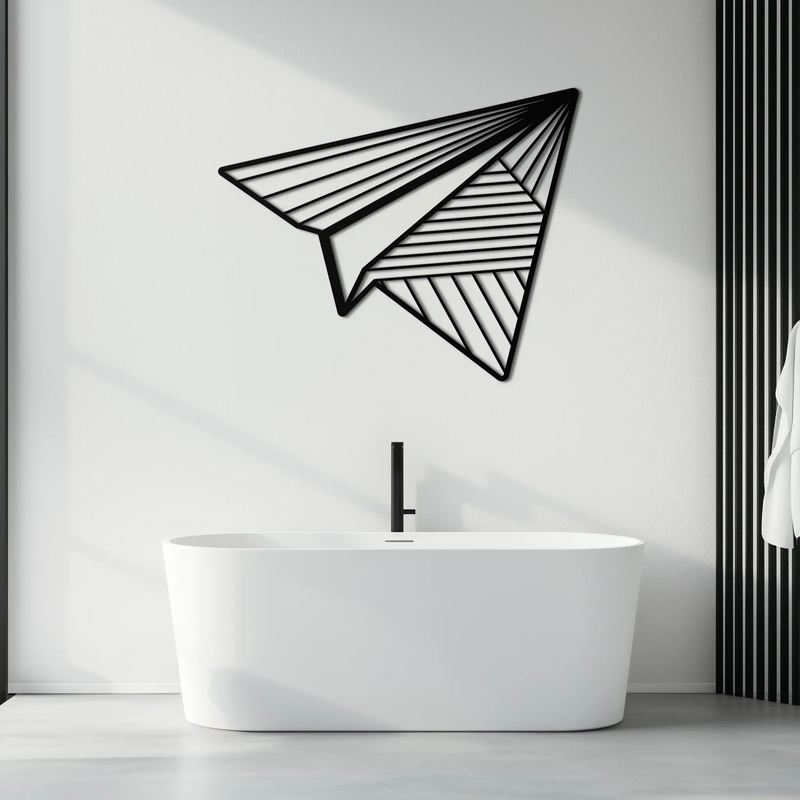 Paper Airplane Metal Wall Art – Minimalist Flight Silhouette Steel Decor for Modern and Whimsical Spaces- KAF340 by Enova Art