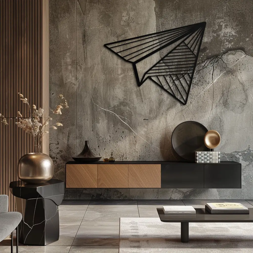 Paper Airplane Metal Wall Art – Minimalist Flight Silhouette Steel Decor for Modern and Whimsical Spaces- KAF340 by Enova Art