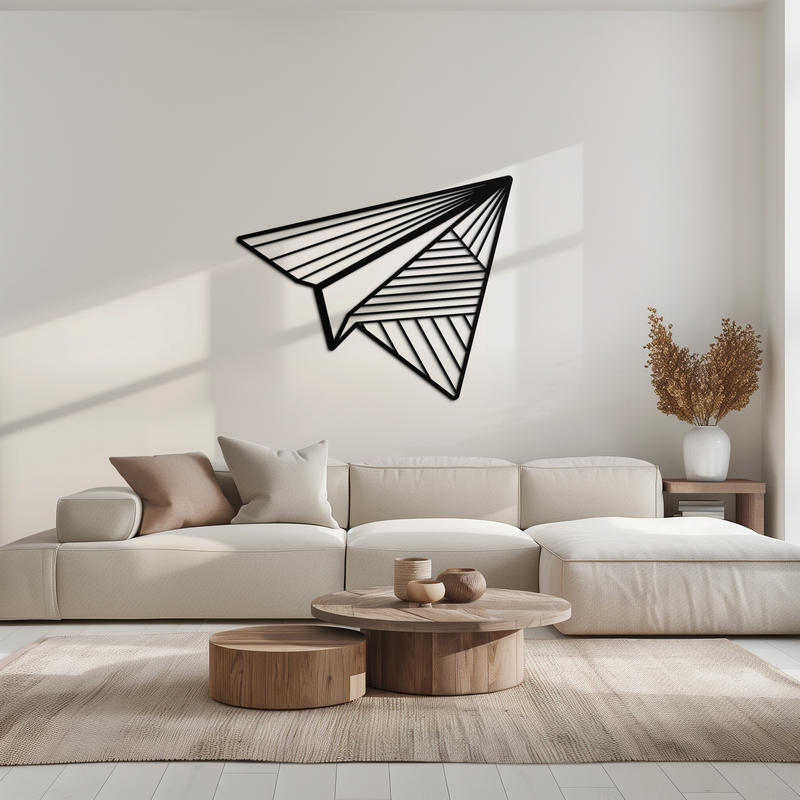 Paper Airplane Metal Wall Art – Minimalist Flight Silhouette Steel Decor for Modern and Whimsical Spaces- KAF340 by Enova Art