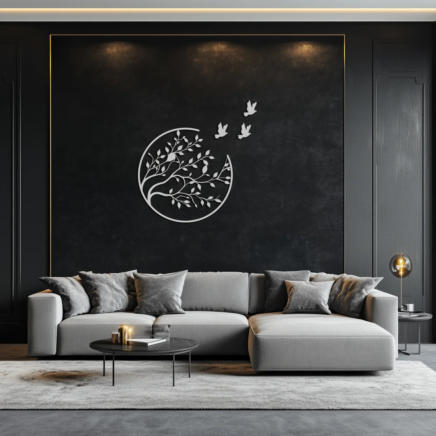 Flying Birds from Branch Metal Wall Art – Nature-Inspired Silhouette Steel Decor for Elegant Interiors- KAF343 by Enova Art
