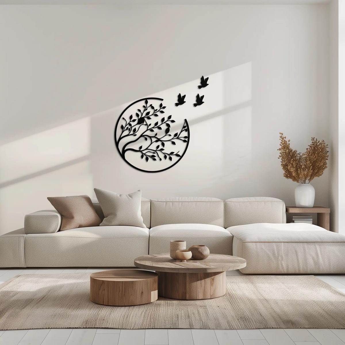 Flying Birds from Branch Metal Wall Art – Nature-Inspired Silhouette Steel Decor for Elegant Interiors- KAF343 by Enova Art