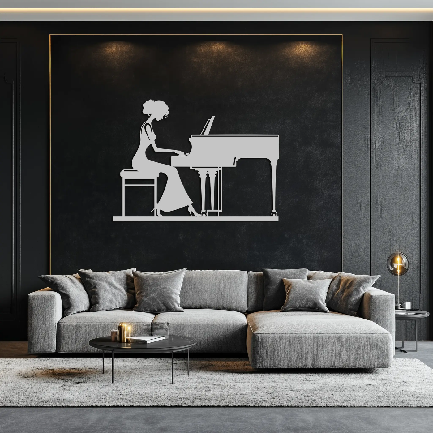 Pianist Woman Metal Wall Art – Elegant Music-Inspired Steel Silhouette for Modern Home Decor- KAF345 by Enova Art