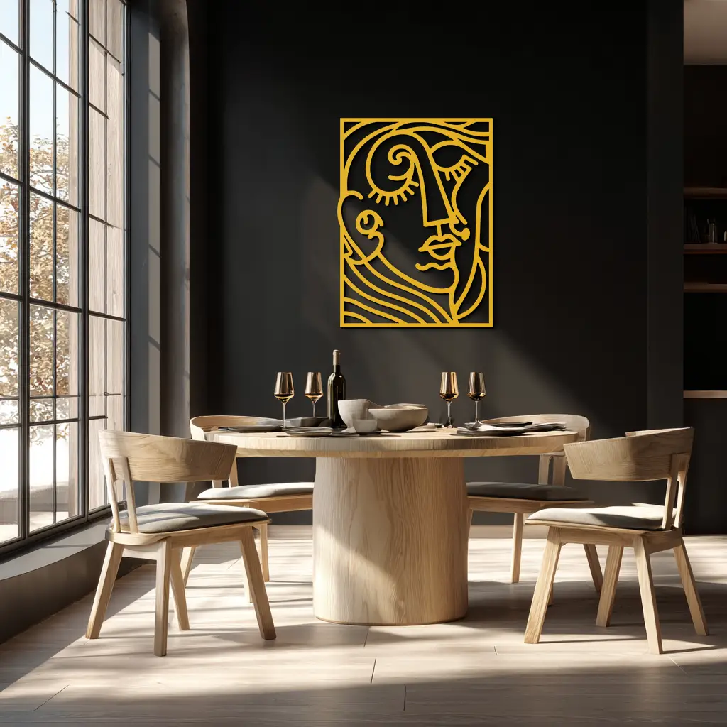 Abstract Face Silhouette Metal Wall Art – Modern Minimalist Line Art for Contemporary Interiors- KAF348 by Enova Art