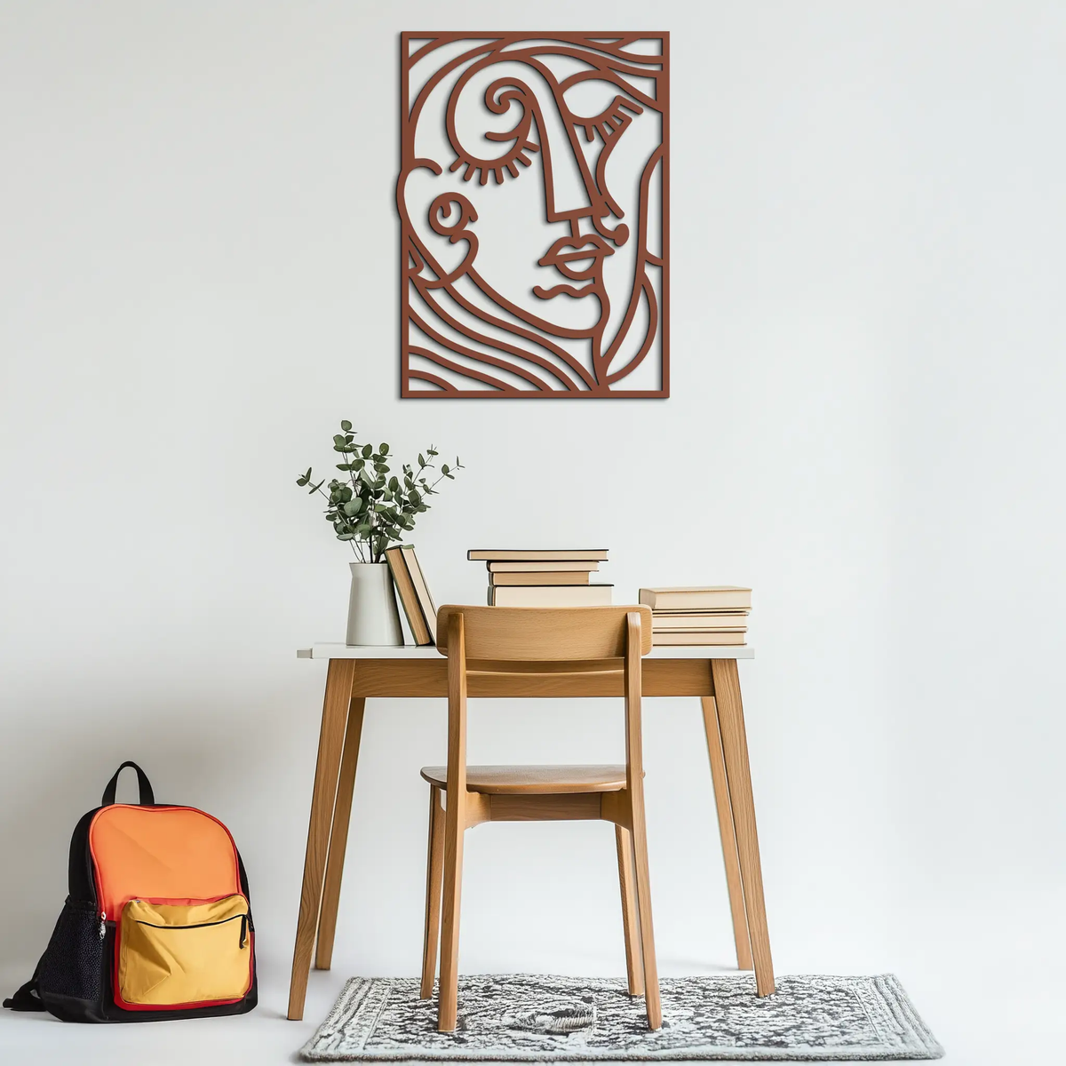 Abstract Face Silhouette Metal Wall Art – Modern Minimalist Line Art for Contemporary Interiors- KAF348 by Enova Art