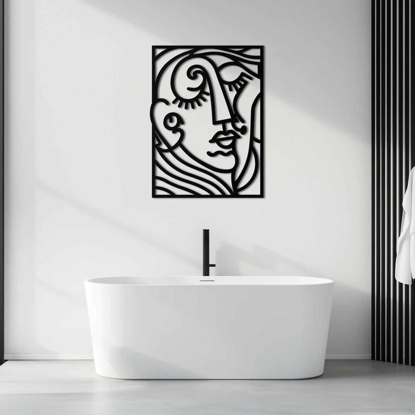 Abstract Face Silhouette Metal Wall Art – Modern Minimalist Line Art for Contemporary Interiors- KAF348 by Enova Art