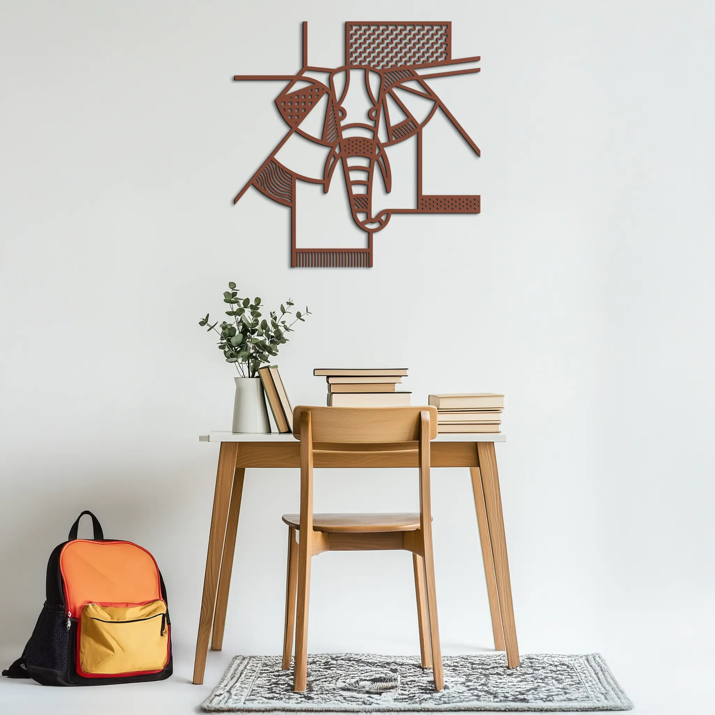 Geometric Elephant Metal Wall Art – Abstract Safari Animal Silhouette for Modern Interiors- KAF353 by Enova Art