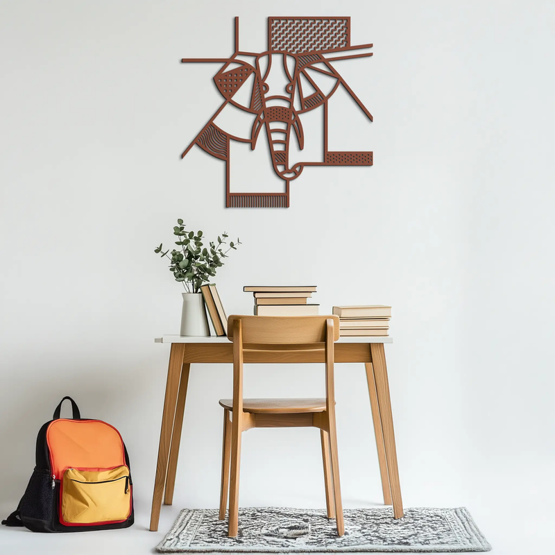 Geometric Elephant Metal Wall Art – Abstract Safari Animal Silhouette for Modern Interiors- KAF353 by Enova Art