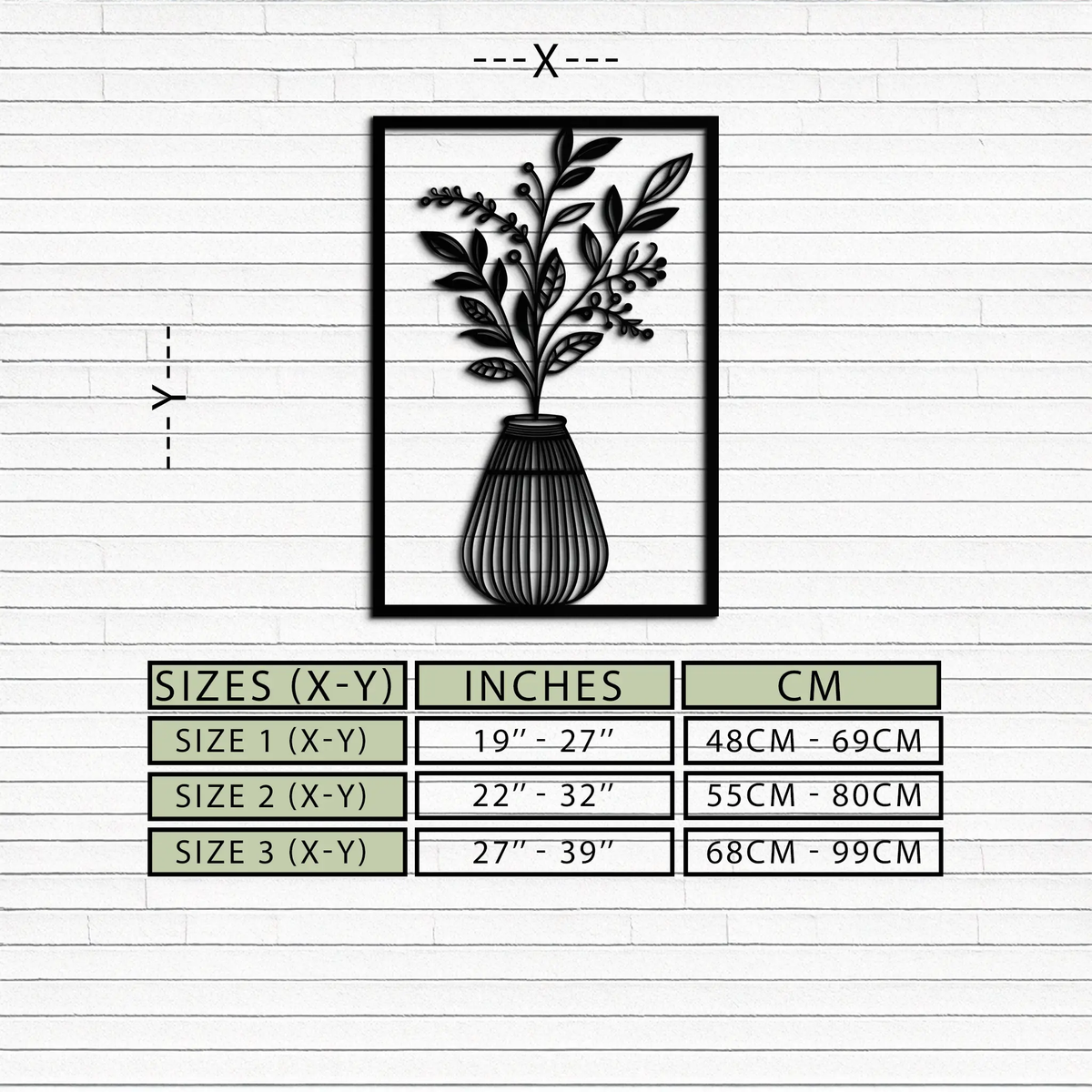 Botanical Vase Metal Wall Art – Elegant Plant Silhouette for Modern Nature-Inspired Decor- KAF357 by Enova Art