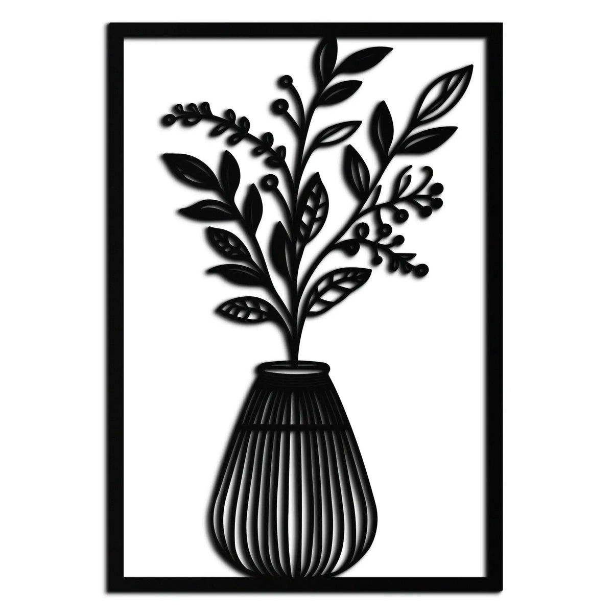 Botanical Vase Metal Wall Art – Elegant Plant Silhouette for Modern Nature-Inspired Decor- KAF357 by Enova Art