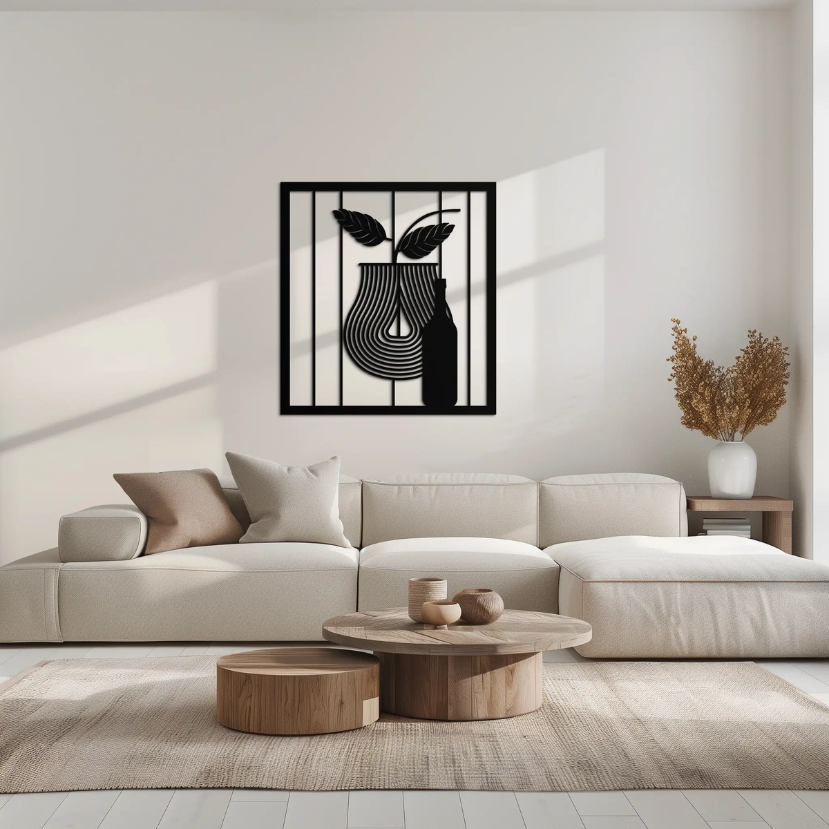 Bottle and Leaf Metal Wall Art – Modern Abstract Home Decor for Kitchen or Dining Room- KAF358 by Enova Art