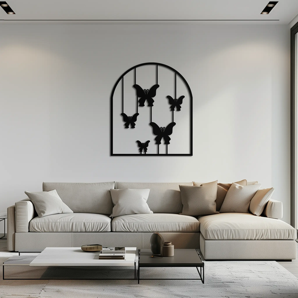 Butterfly Arch Metal Wall Art – Elegant Hanging Butterflies Silhouette for Modern Nature Decor- KAF361