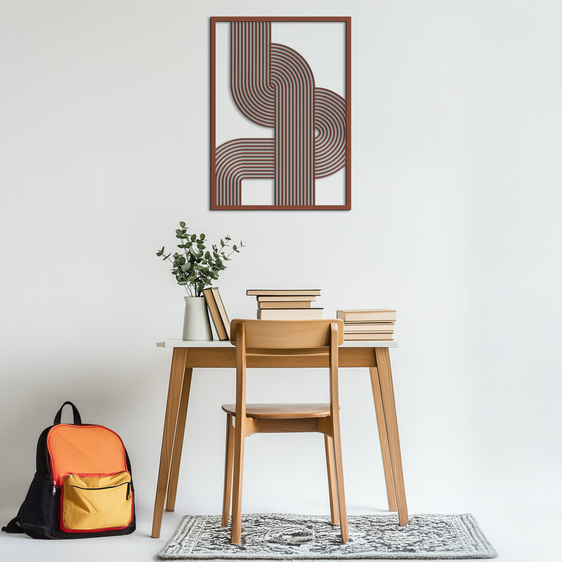 Geometric Curve Panel Metal Wall Art – Modern Abstract Steel Decor- KAF364 by Enova Art
