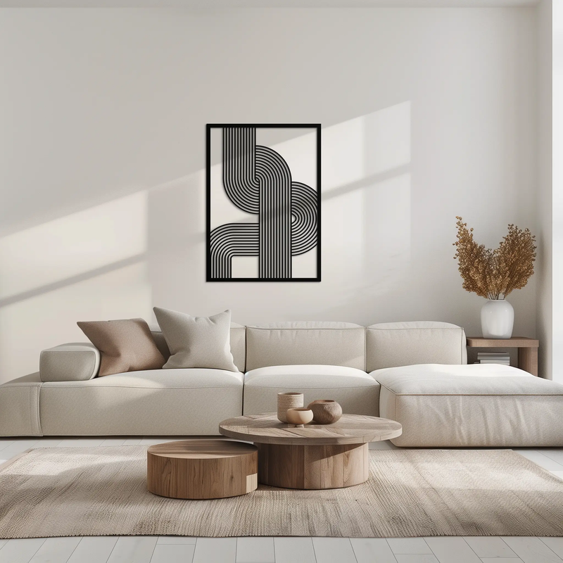 Geometric Curve Panel Metal Wall Art – Modern Abstract Steel Decor- KAF364 by Enova Art