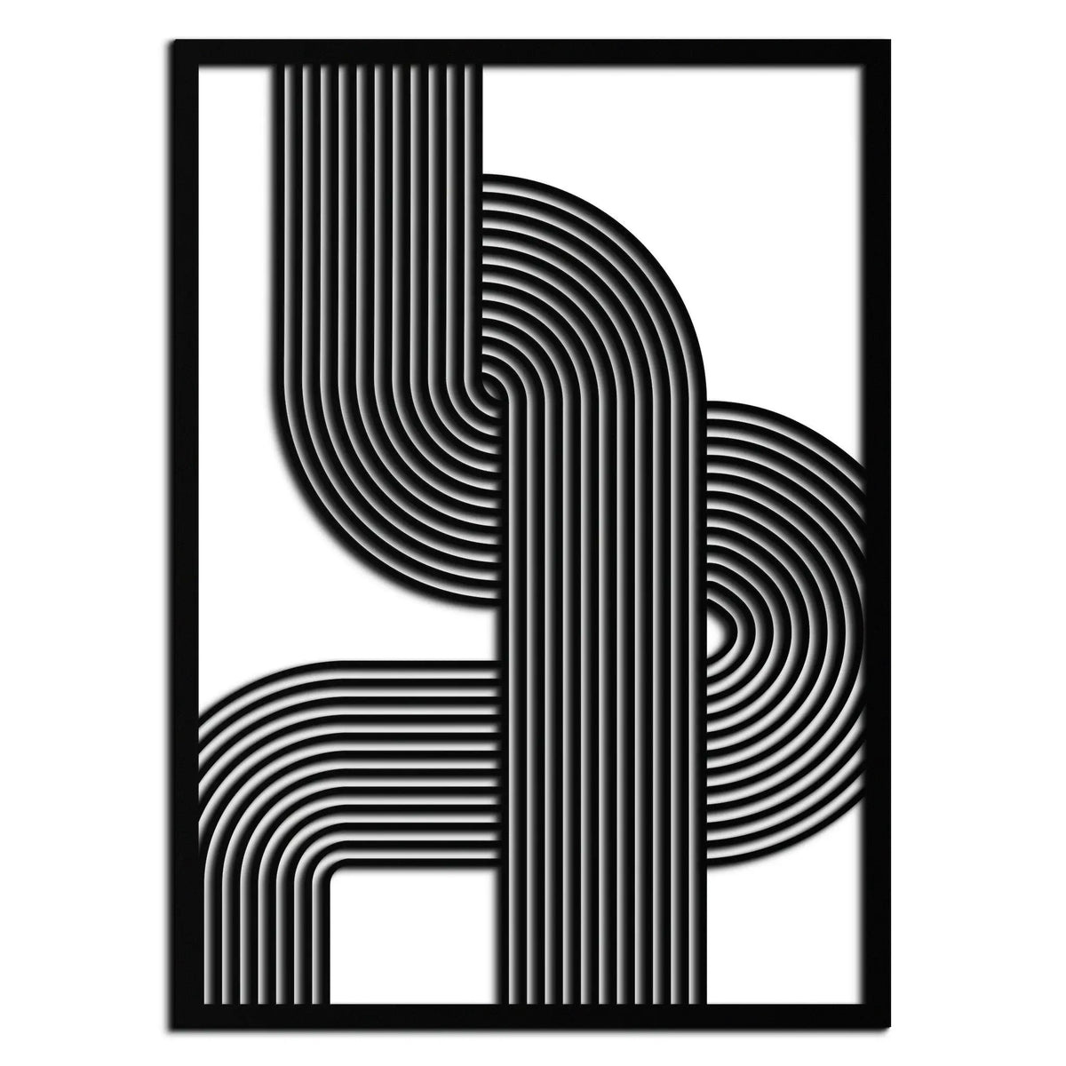 Geometric Curve Panel Metal Wall Art – Modern Abstract Steel Decor- KAF364 by Enova Art