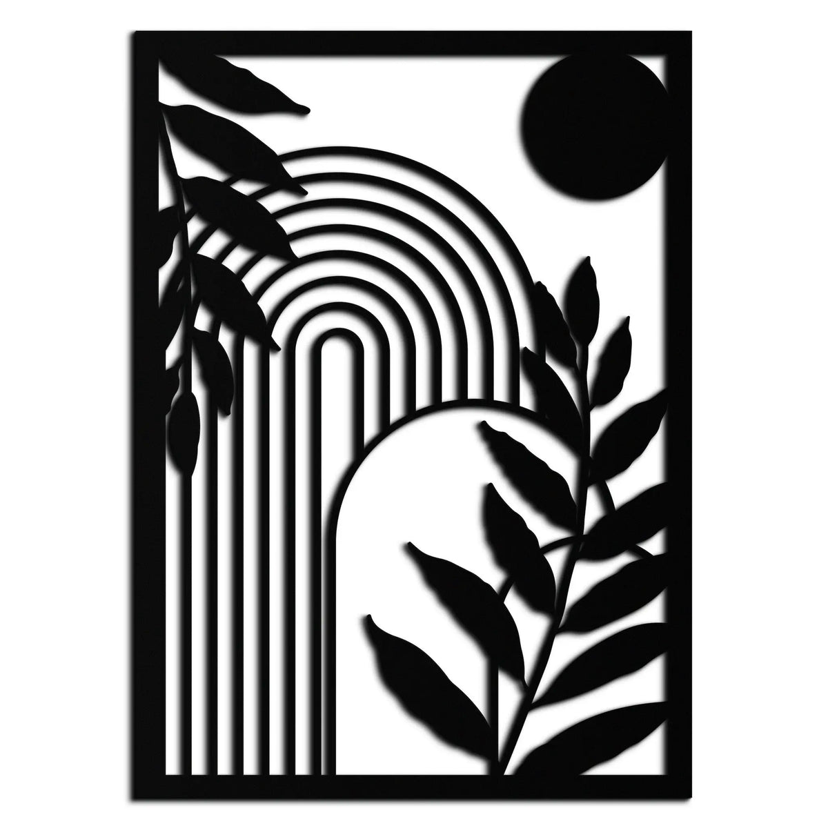 Modern Geometric Botanical Metal Wall Art – Abstract Nature-Inspired Steel Design- KAF366 by Enova Art
