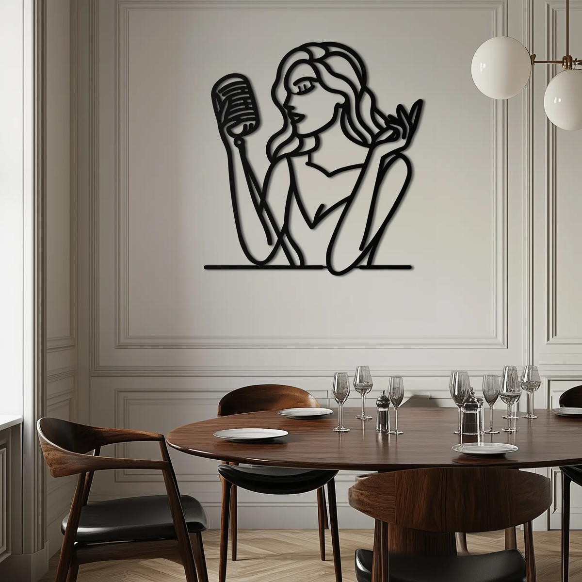 Singing Woman Metal Wall Art – Modern Female Vocalist Silhouette- KAF367 by Enova Art