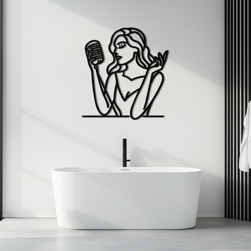 Singing Woman Metal Wall Art – Modern Female Vocalist Silhouette- KAF367 by Enova Art