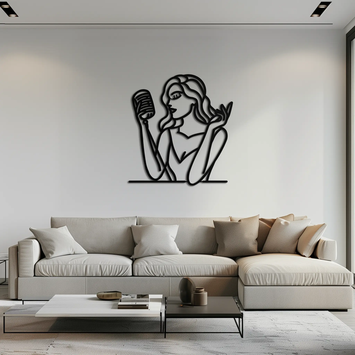Singing Woman Metal Wall Art – Modern Female Vocalist Silhouette- KAF367 by Enova Art