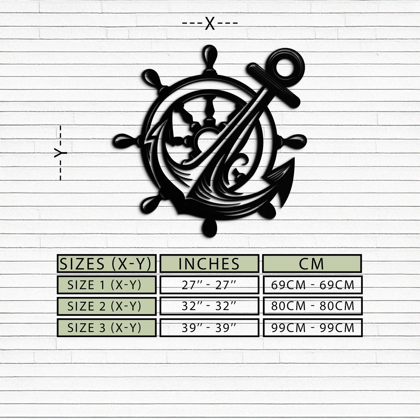Anchor and Ship Wheel Metal Wall Art – Nautical Steel Decor for Sea Lovers- KAF368 by Enova Art