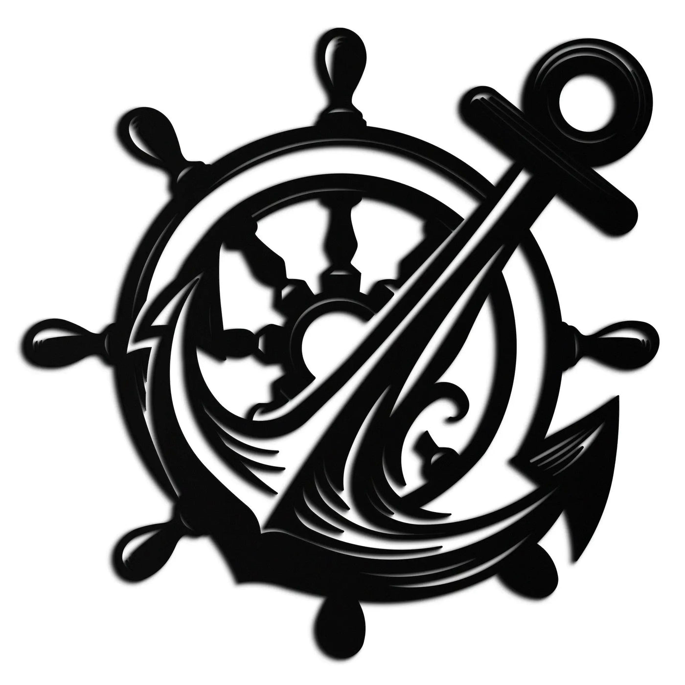Anchor and Ship Wheel Metal Wall Art – Nautical Steel Decor for Sea Lovers- KAF368 by Enova Art
