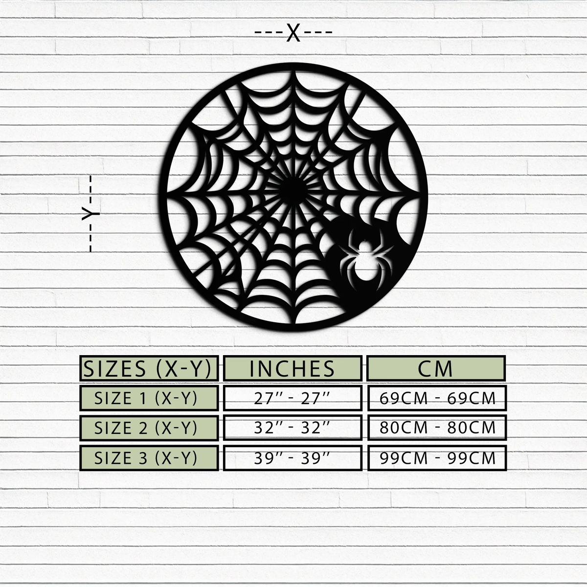 Spider Web Metal Wall Art – Round Halloween Spider Decoration- KAF372 by Enova Art