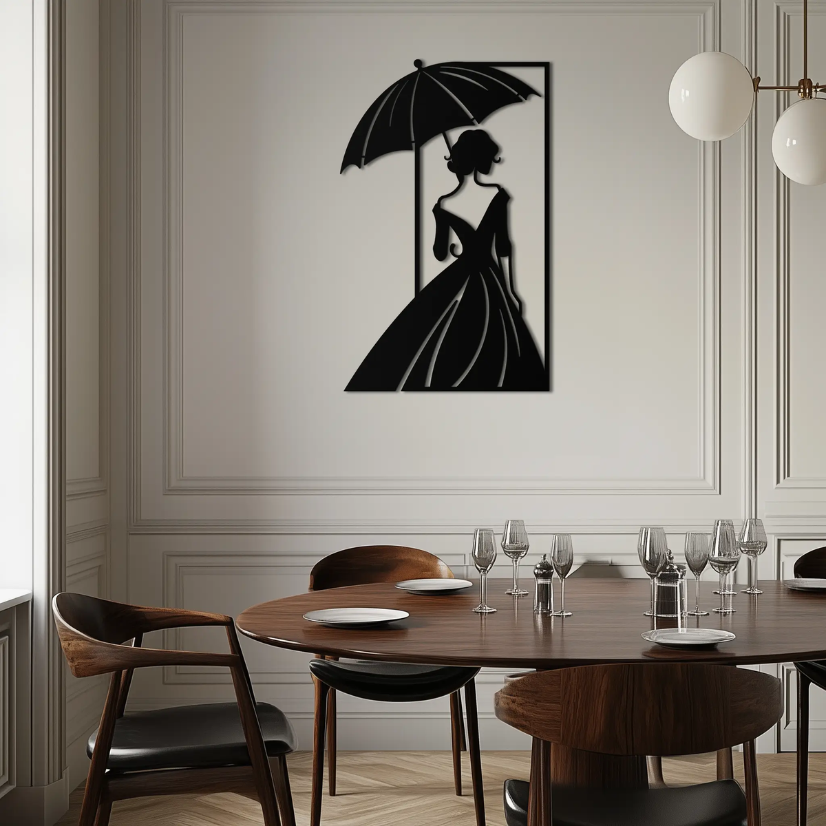 Modern Woman Silhouette Metal Wall Art – Elegant Female Figure Panel- KAF375 by Enova Art