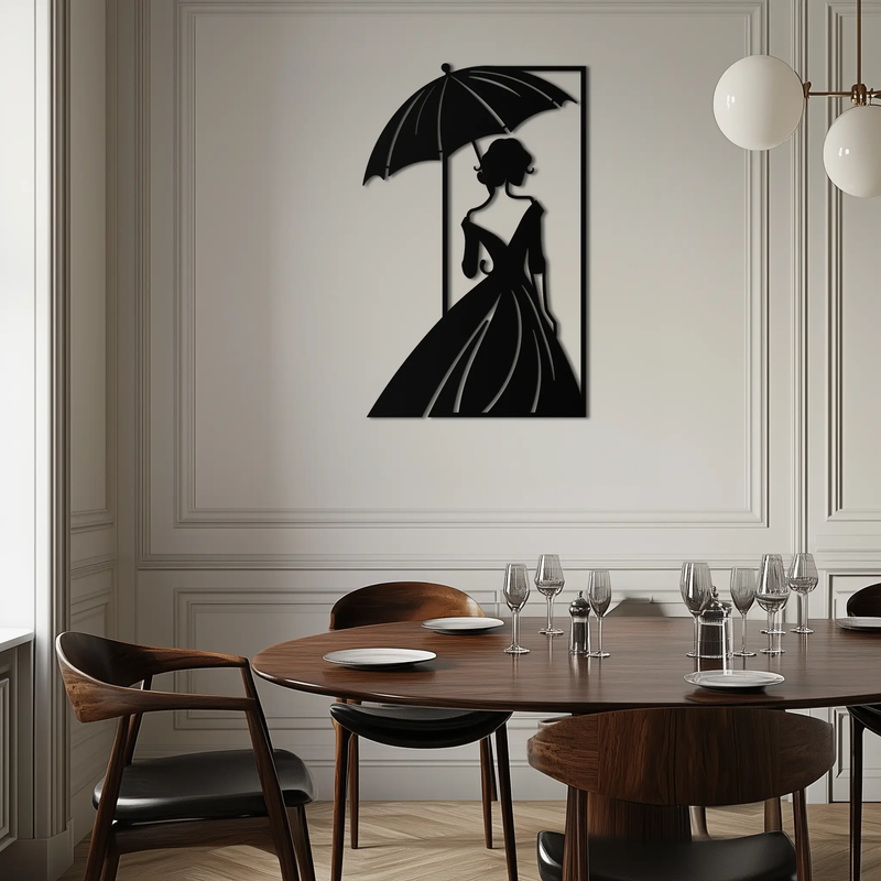 Modern Woman Silhouette Metal Wall Art – Elegant Female Figure Panel- KAF375 by Enova Art