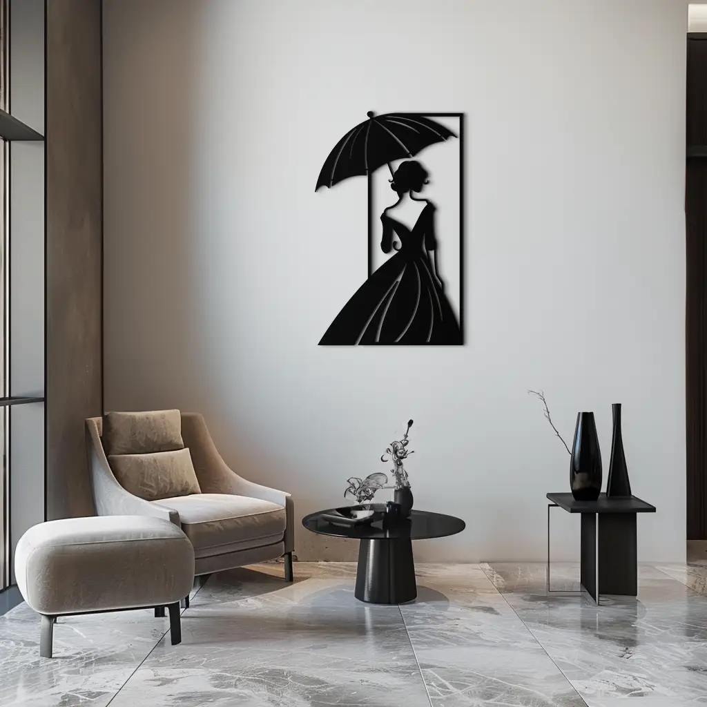 Modern Woman Silhouette Metal Wall Art – Elegant Female Figure Panel- KAF375 by Enova Art