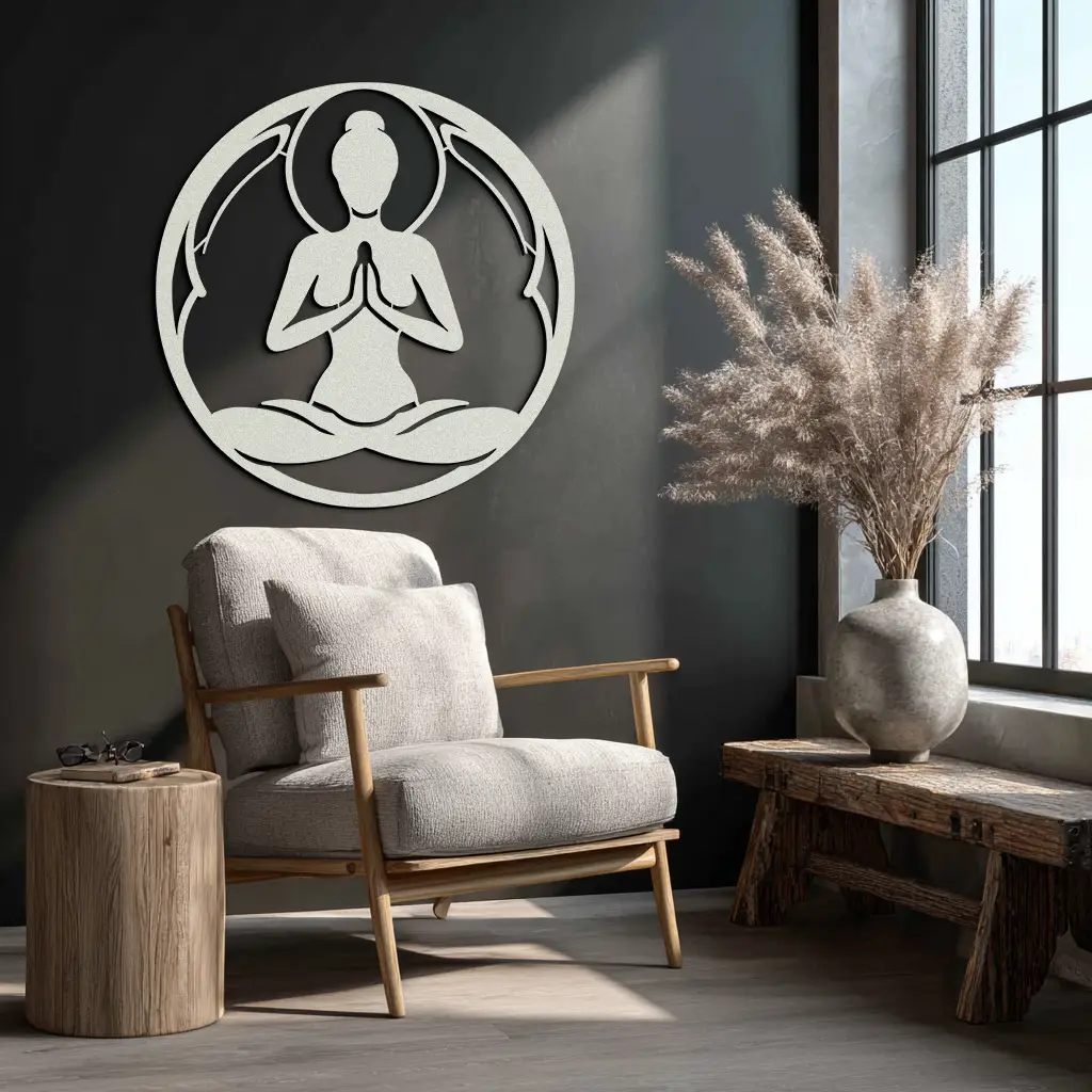 Yoga Silhouette Metal Wall Art – Meditative Zen Pose Decor for Mindful Spaces- KAF378 by Enova Art