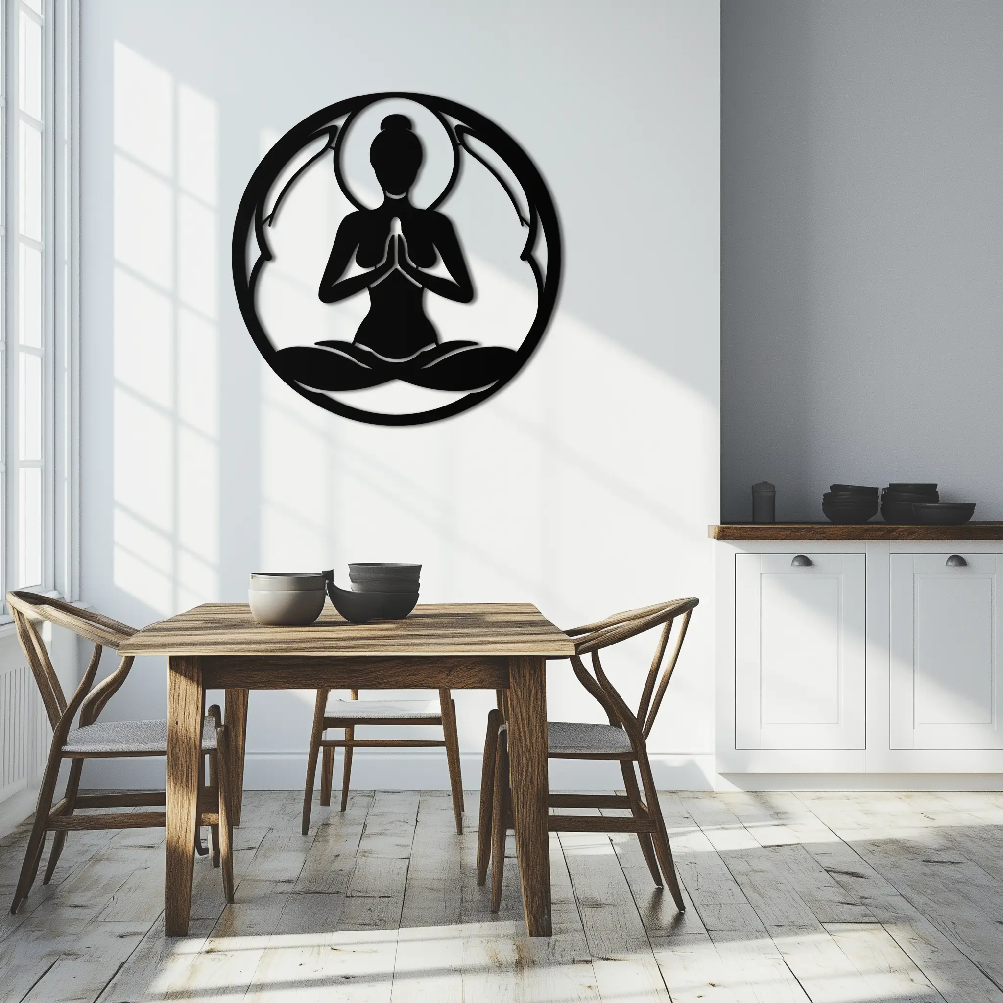 Yoga Silhouette Metal Wall Art – Meditative Zen Pose Decor for Mindful Spaces- KAF378 by Enova Art