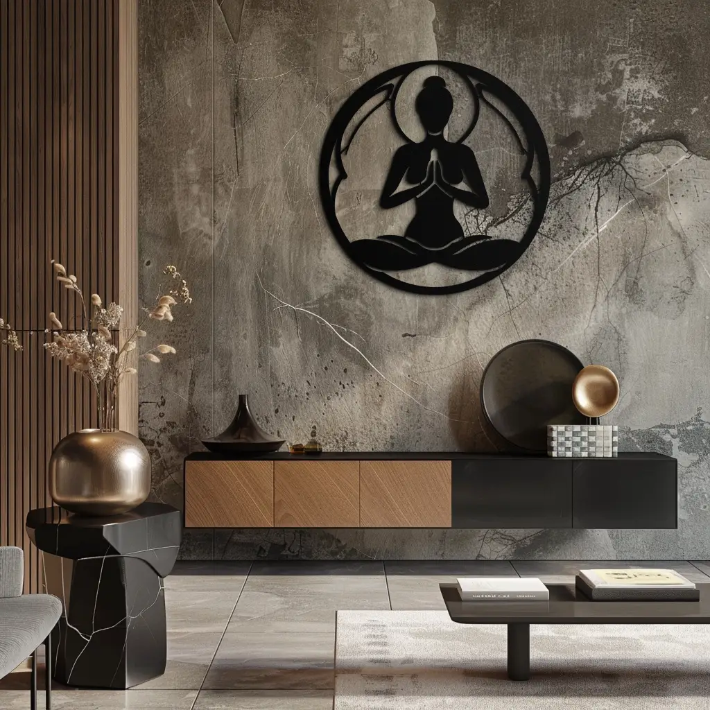 Yoga Silhouette Metal Wall Art – Meditative Zen Pose Decor for Mindful Spaces- KAF378 by Enova Art
