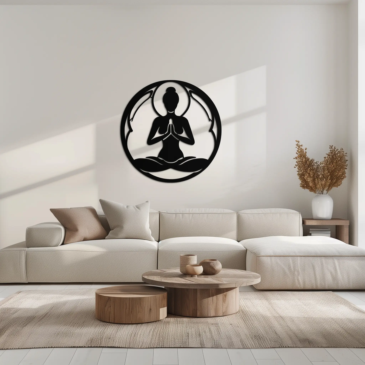 Yoga Silhouette Metal Wall Art – Meditative Zen Pose Decor for Mindful Spaces- KAF378 by Enova Art
