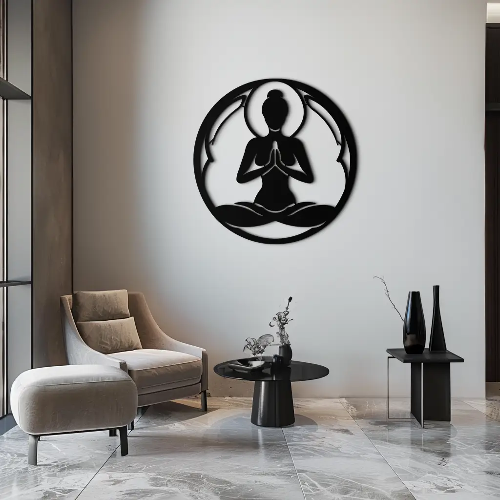 Yoga Silhouette Metal Wall Art – Meditative Zen Pose Decor for Mindful Spaces- KAF378 by Enova Art