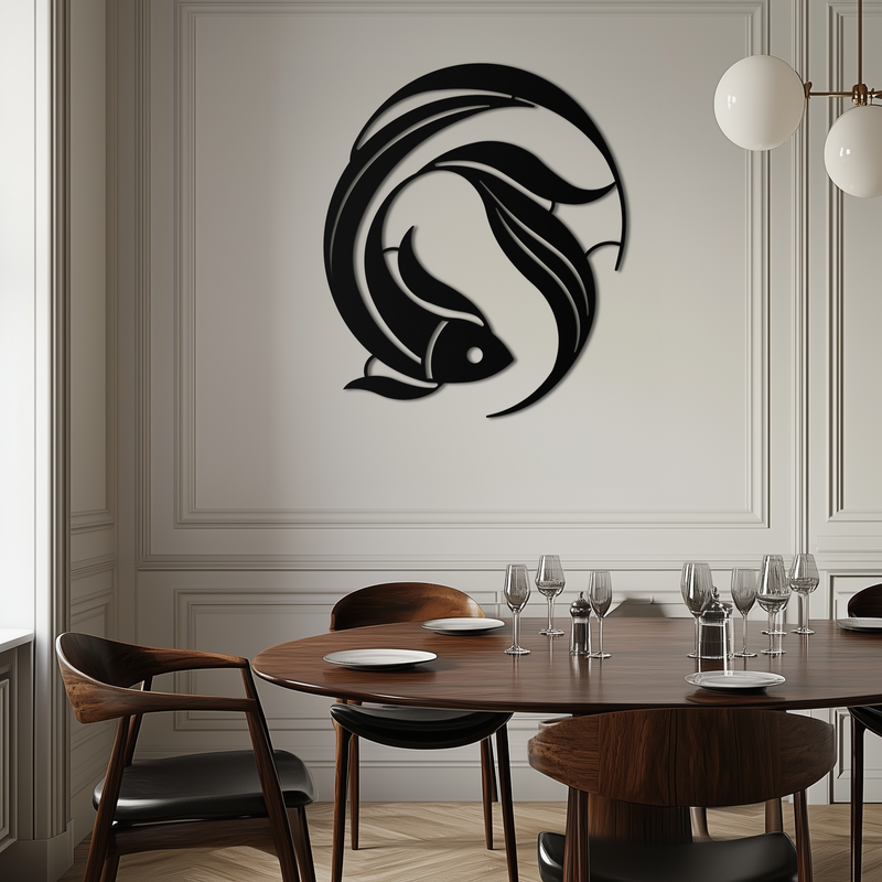 Japanese fish Metal Wall Art – Elegant Minimalist Ocean Decor- KAF379 by Enova Art