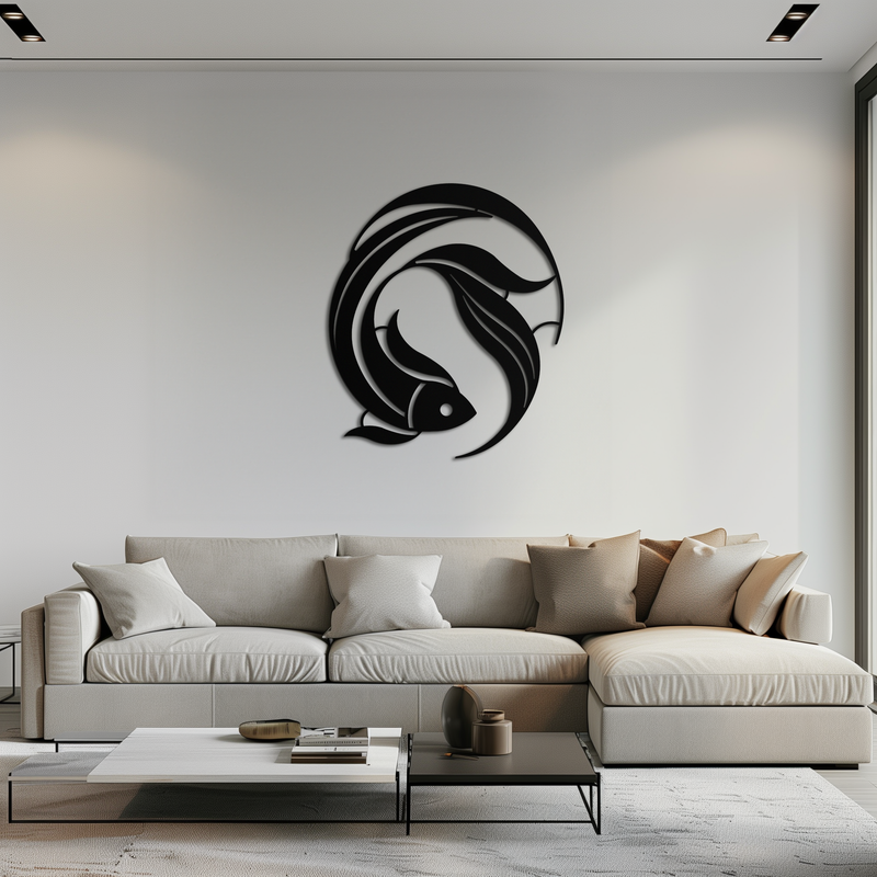 Japanese fish Metal Wall Art – Elegant Minimalist Ocean Decor- KAF379 by Enova Art